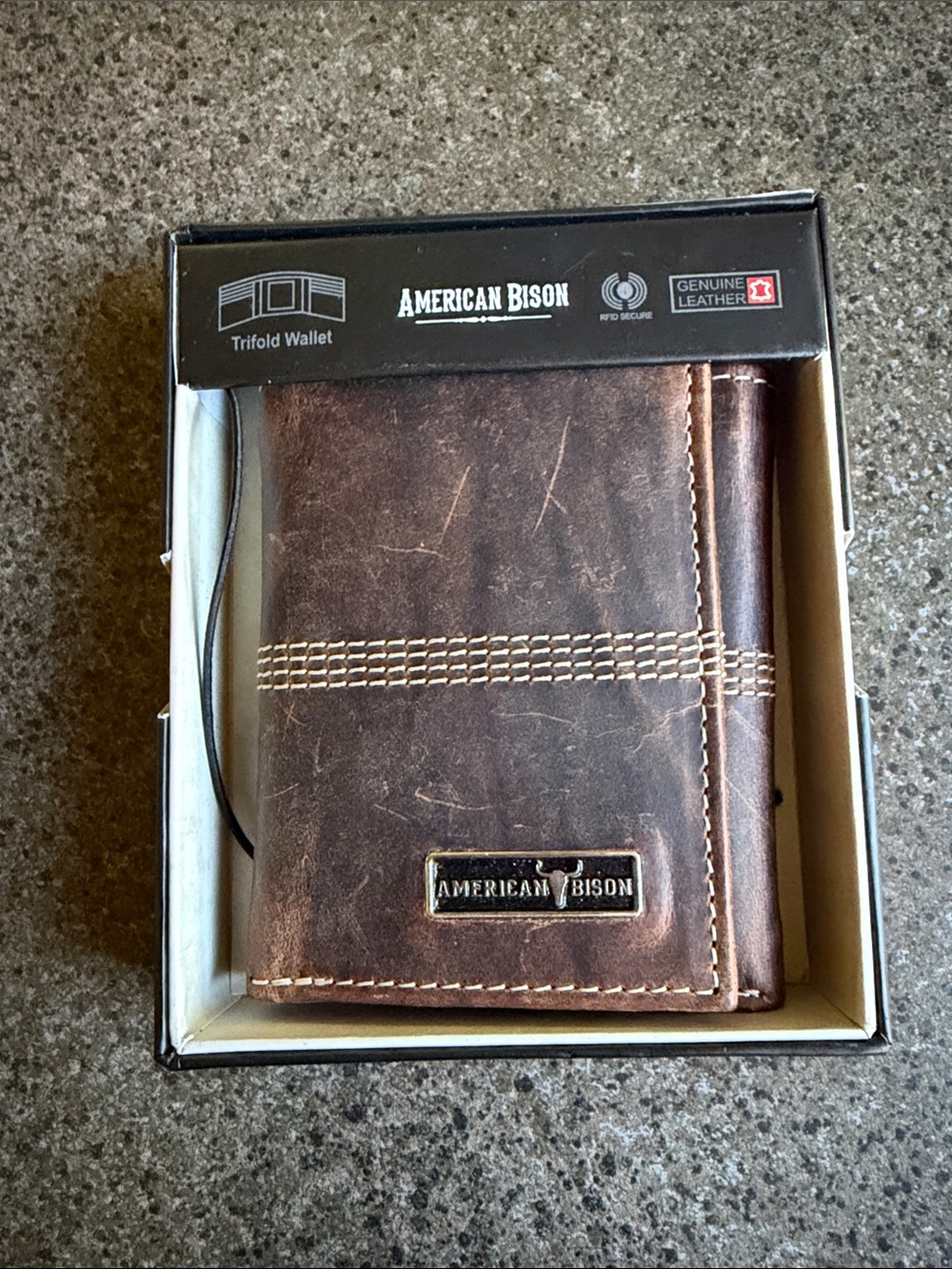 American Bison Leather Trifold Wallet